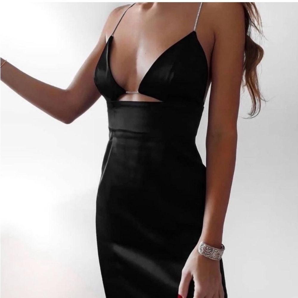 NWT Zara Rhinestone Strap Cut‎ Out Dress Formal Date Night Party